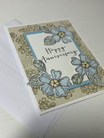 Blue Flowers Anniversary Card