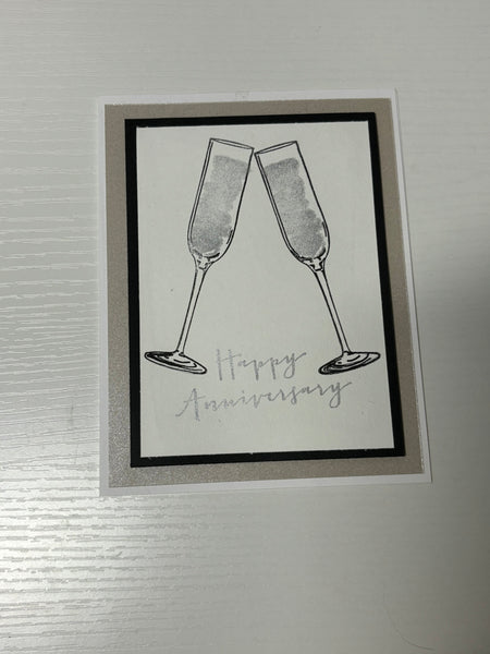 Silver Champagne Anniversary Card