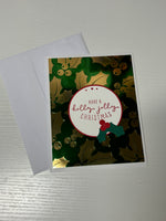 Metallic Holly Christmas Card