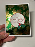 Metallic Holly Christmas Card