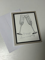 Silver Champagne Anniversary Card