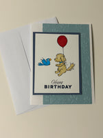 Dog and Bird Birthday Card