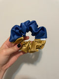 Blue and Gold Satin Scrunchie