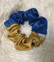 Blue and Gold Satin Scrunchie