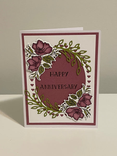 Floral Mauve Anniversary Card