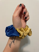 Blue and Gold Satin Scrunchie