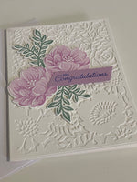 White and Lilac Floral Congratulations Card