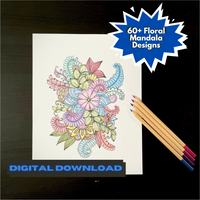 60+ Floral Mandala Adult Colouring Pages Digital Download