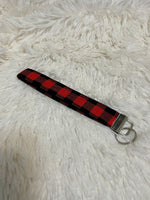 Red Buffalo Plaid Keychain Wristlet