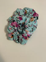 Blue Floral Scrunchie