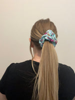 Blue Floral Scrunchie