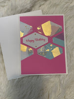 Pink, Blue and Gold Birthday Card