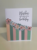 Pink Striped Birthday Card