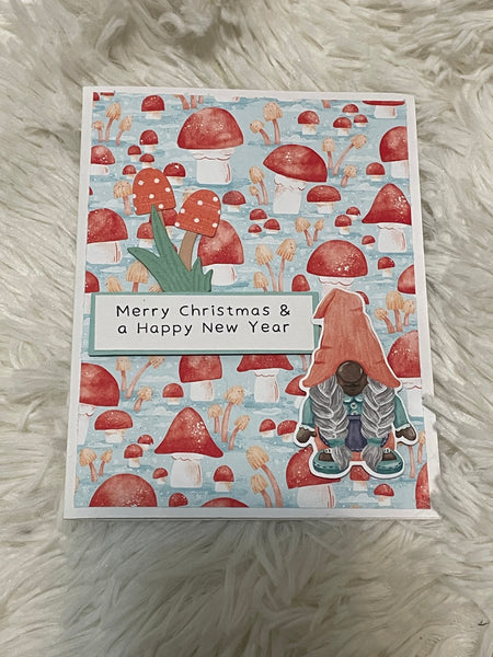 Girl Mushroom Gnome Christmas Card