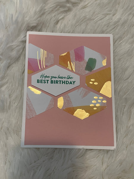 Pink and Gold Birthday Card