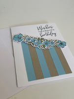 Blue Striped Birthday Card