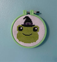 Witch Hat Frog Cross Stitch