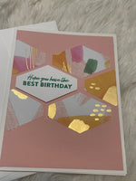 Pink and Gold Birthday Card