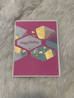 Pink, Blue and Gold Birthday Card