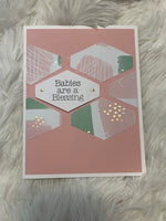 Pink, Green and Gold Baby Card