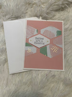 Pink, Green and Gold Baby Card