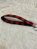 Red Buffalo Plaid Keychain Wristlet