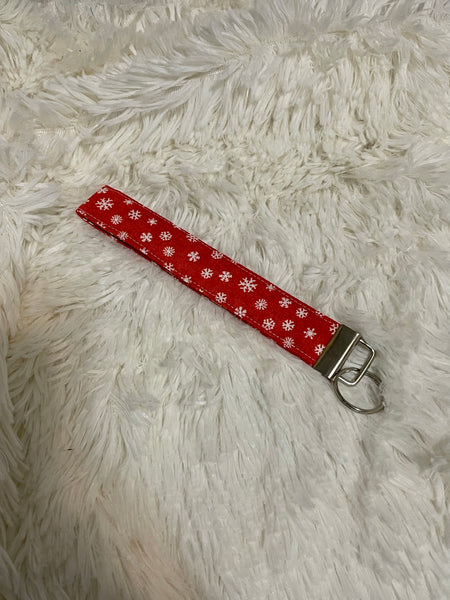 Red Snowflake Keychain Wristlet