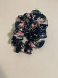 Navy Floral Scrunchie