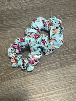 Blue Floral Scrunchie