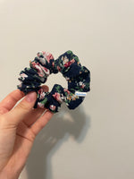 Navy Floral Scrunchie