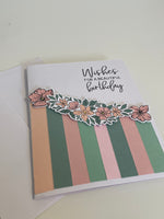 Pink Striped Birthday Card