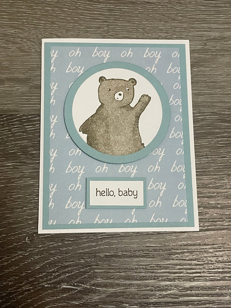 Blue Hello Baby Card