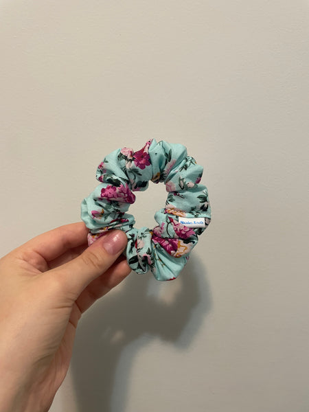 Blue Floral Scrunchie